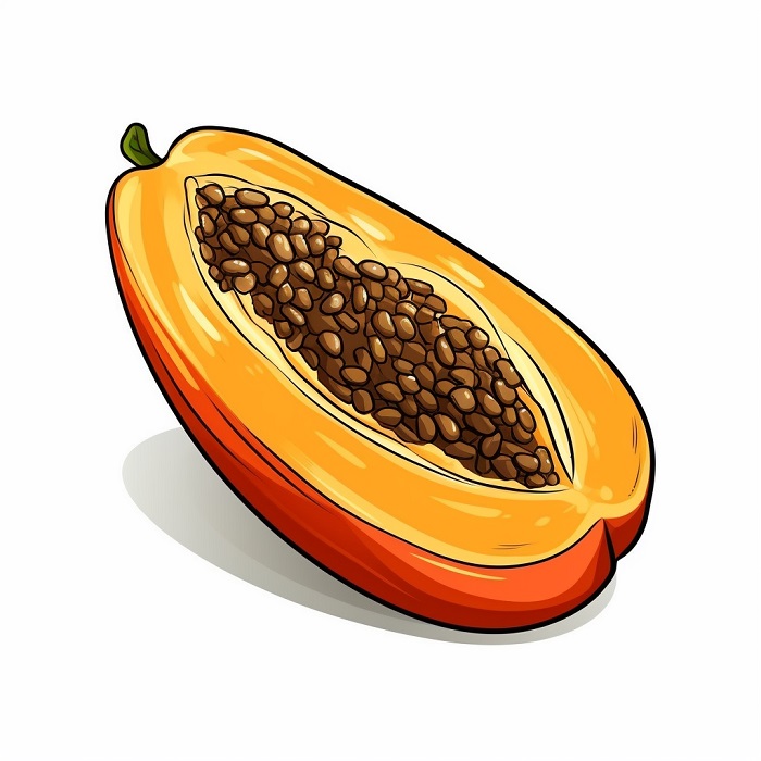 sliced papaya drawing